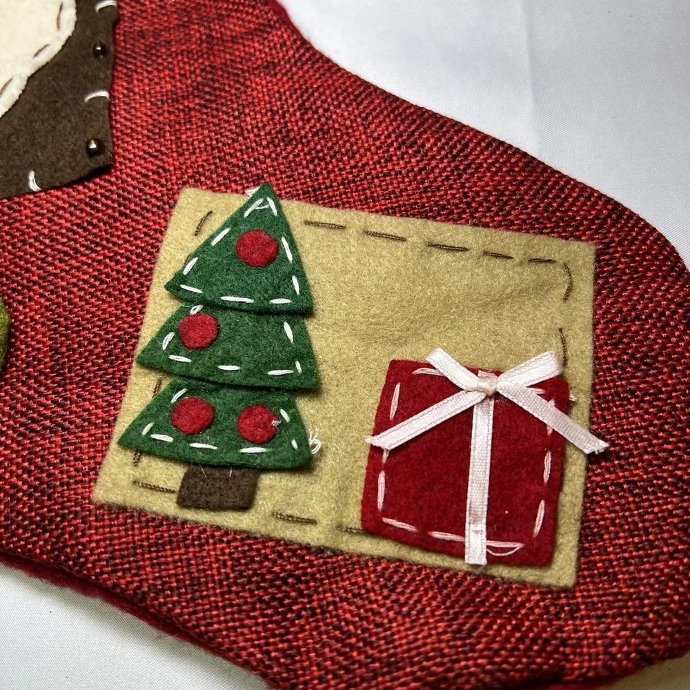 Hobby Lobby Christmas 2010 Stocking‎ Country Cottage Whimsical Santa Stitched